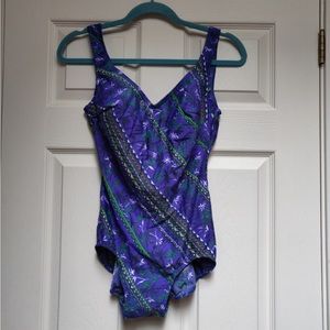 Vintage Elemko One Piece Bathing Suit Purple 16